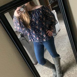 HOMMAGE Off the Shoulder Floral Top Size Large